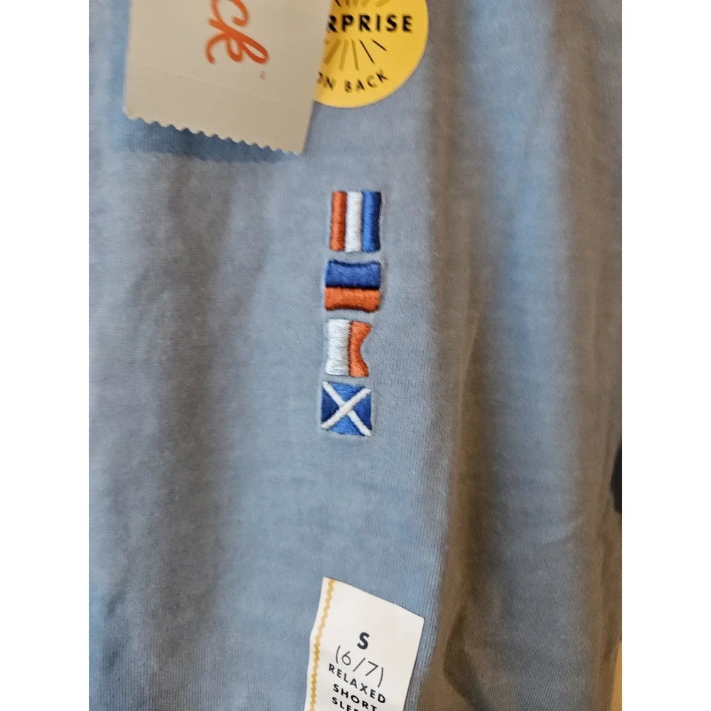 Cat‎ & Jack Boys Sailing Graphic T-Shirt Size S 6/7 Blue Nautical NWT
